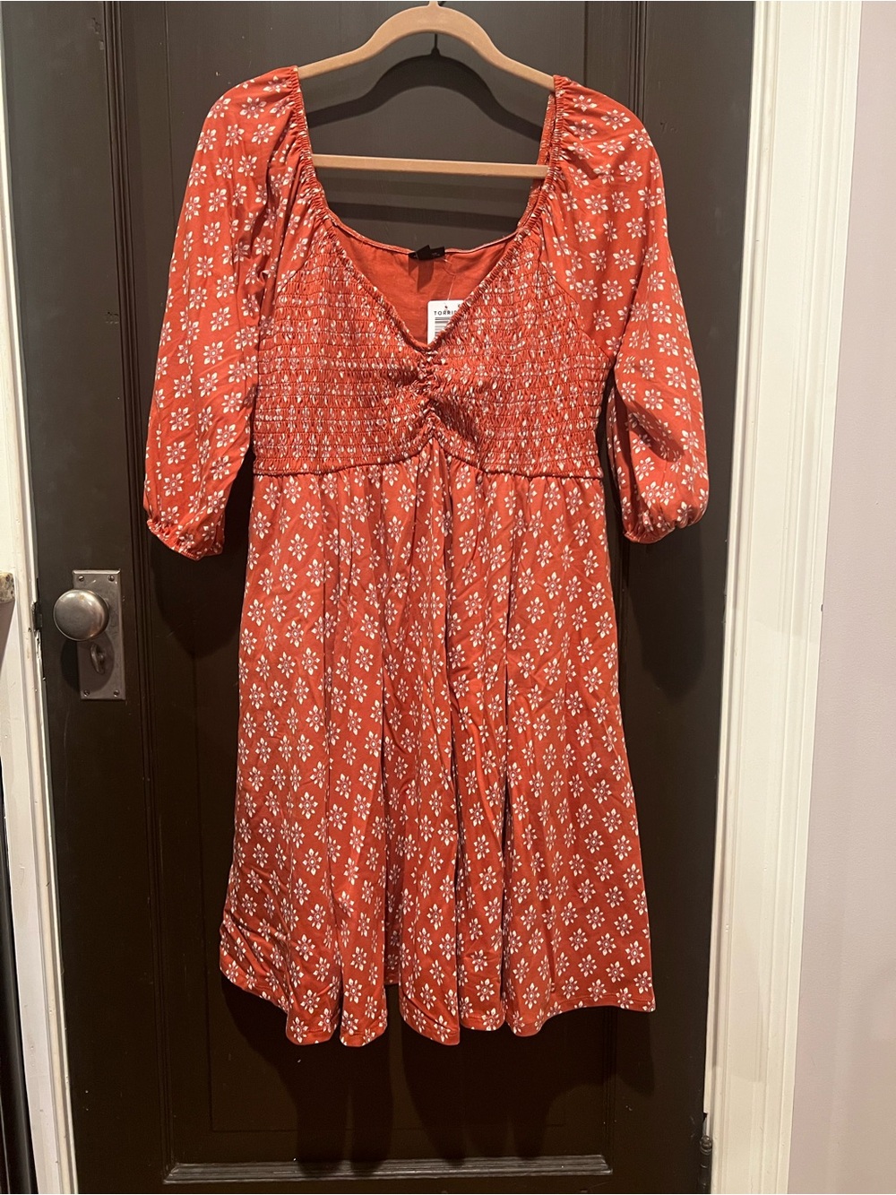 NWT torrid Rust Floral Mini Peasant Sleeve Dress